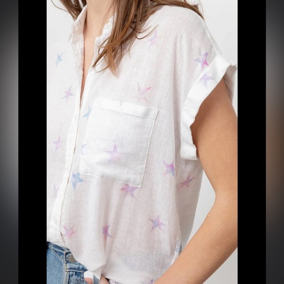 Rails Linen Whitney Tie Dye Stars Top, size L - Picture 1 of 6